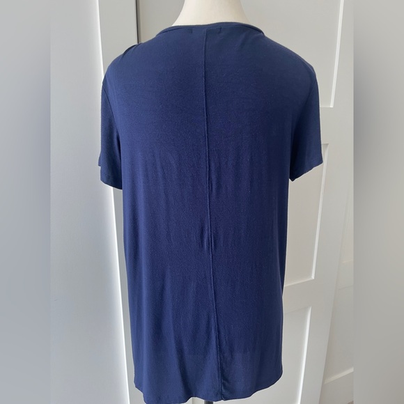 Halogen Women's Size Small Navy Blue Short sleeved V-neck T-Shirt. - Picture 3 of 5